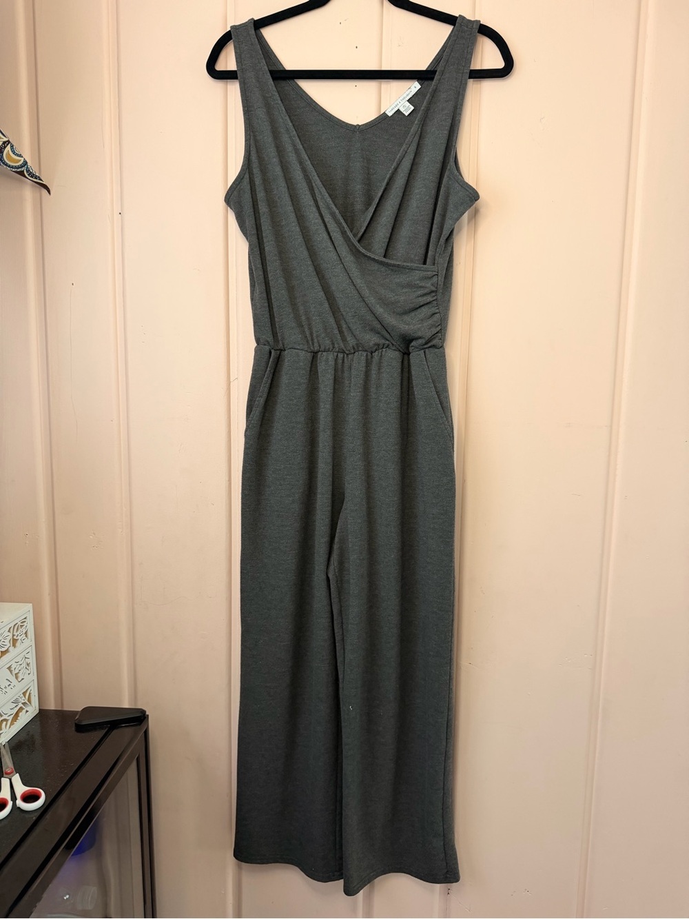 Threads 4 Thought Sleeveless Dark Gray Wrap-Front Jumpsuit